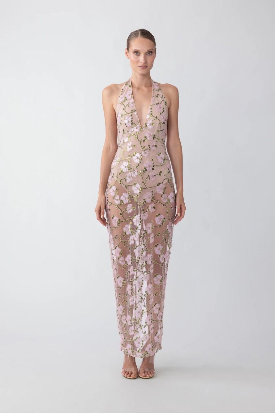 SAU LEE OLYMPIA DRESS IN NUDE MULTI SIZE 12 $710